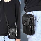 abordables Sacs pour homme-sac à bandoulière multi-poches en cuir pour homme – petit sac messager polyvalent avec bandoulière réglable pour les voyages et l&#039;utilisation quotidienne