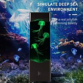 billige Dekorative lys-flerfarge manet lava lampe usb drevet akvarium nattlys med 3 maneter, kontorrom skrivebord dekorasjon gaver til jul bursdagsferie