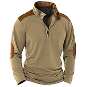 economico magliette di base-Per uomo Maglietta Maglietta con Zip a Quarti Camicia a Maniche Lunghe Manica Lunga Zip a un quarto Primavera &amp; Autunno Blocco di colori Vintage Designer Essenziale Patchwork Vacanza Streetwear Uscire