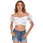voordelige Bloezen-Oktoberfest Dirndl-blouse Oktoberfest / bier Bavarian Wiesn Traditionele stijl Weiden Dames Doek in traditionele stijl Top
