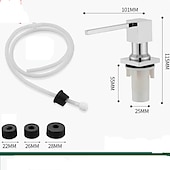 お買い得  水栓金具周辺部品-ソープディスペンサー ステンレススチール、カウンター下延長チューブキット付き、キッチンカウンタートップ内蔵シンクソープディスペンサー、17オンスボトル付き、ほとんどの石鹸容器22/26/28mmに適合します。