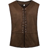 economico Cime-Retrò Vintage Punk &amp; Gotico Medievale Costume Cosplay Gilet Gilet in camoscio Vampiro Pirata Cavaliere Coulisse Costume Per uomo Per donna Unisex Celtico Costumi da pirata Fantasia Halloween