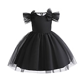 levne Párty šaty-Batole Dívčí Šaty na párty Pevná barva Bez rukávů Krátký rukáv Výkon Síťka Roztomilý Princeznovské Polyester Midi Šaty na párty Léto Jaro 3-7 let Černá Bílá Světlá růžová