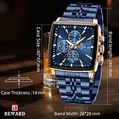 abordables Relojes de Cuarzo-Reloj rectangular REWARD Relojes de cuarzo para hombres Relojes de lujo Reloj de deporte de negocios Reloj con manecillas luminosas Reloj a prueba de agua