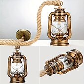 cheap Island Lights-1pc Retro Hemp Rope Chandelier - Old Fashioned Lantern Pendant Light - Oil Rub Bronze Kitchen Island Hanging Light (Bulb Not Included)