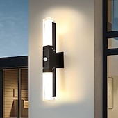 preiswerte Außenwandleuchten-LED-Sensor-Wandleuchte, Wandleuchte für den Außenbereich, Wandleuchten aus schwarzem Metall, Up-Down-Wandleuchten, Wandlaterne aus Aluminium, wasserdichte IP65-Scheinwerfer, Nachtlampen für Veranda, Terrasse, Garten, 85–265 V