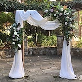 billige Vanntette gardiner-salvie grønn bryllup bue gardiner chiffon stoff draperi ren bakgrunn gardiner for fest seremoni bue scene dekorasjoner