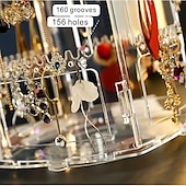 billige Smykkeoppbevaring-4-lags 360° roterende øredobberholder: den perfekte smykkearrangøren for halskjeder, øredobber og piercinger!