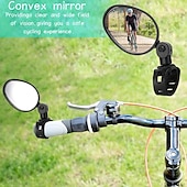 abordables Accesorios para motos y ATV-2 piezas de espejos ajustables para bicicleta de 360° espejos retrovisores convexos de ángulo amplio soporte de manillar a prueba de golpes para bicicletas de montaña y carretera