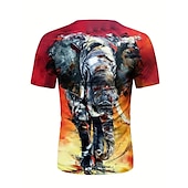お買い得  アニマルプリントTシャツ-男性用 グラフィック 動物 ライオン Tシャツ 半袖 Tシャツ 3Dプリント クルーネック シャツ ヴィンテージ ファッション デザイナー アウトドア 日常 スポーツ ブラック イエロー ルビーレッド 春夏 衣類 S M L XL 2XL 3XL