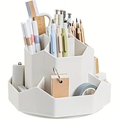 cheap Jewelry &amp; Cosmetic Storage-Large Capacity Pen Holder, Multi Compartment Pen Holder, Plastic Makeup Brush Organizer For Desk, Desktop Cosmetic Storage Box, Desktop Organizer, Home Office Art Supply Storage Organizer
