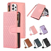 halpa Samsung-kotelot-ylellinen ruudullinen vetoketjullinen lompakko nahkakotelo korttipaikka teline puhelimen kannen kaulanauhalla iphonelle 14 13 12 11 pro xs max xr x 8 7 plus se samsung galaxy s23 s22 s21 s20 ultra s10