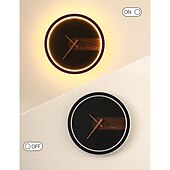abordables Apliques de pared para interior-Lámpara de pared interior con reloj, lámpara de pared decorativa creativa, diseño de reloj real de 30 cm, accesorio de iluminación montado en la pared de metal para dormitorio, cabecera, pasillo, sala