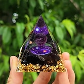 cheap Outdoor Decoration-Orgone Pyramid For Positive Energy And Amethyst Crystal Ball, With Protection From Crystals Energy Generator For Stress Reduce Healing Meditation And Wealth Attraction For Home Decoration