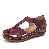 cheap Comfort Sandals-Women&#039;s Casual Comfort Sandals – Vintage Arch Support Velcro Walking Sandals with Hollow Design for Summer &amp; Outdoor Wear