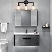 abordables Apliques de pared-juego de iluminación de tocador negro moderno: apliques de pared de baño de 3 luces para espejo, cocina, dormitorio y sala de estar