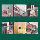 お買い得  水栓金具周辺部品-ソープディスペンサー ステンレススチール、カウンター下延長チューブキット付き、キッチンカウンタートップ内蔵シンクソープディスペンサー、17オンスボトル付き、ほとんどの石鹸容器22/26/28mmに適合します。