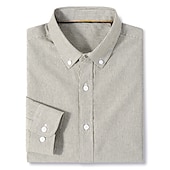 billiga Button Down-skjortor för män-Herr Skjorta Grön Khaki grön Grå Långärmad Randig Nedvikt Vår &amp; Höst Kontor &amp; Karriär Utekväll Kläder Grundläggande