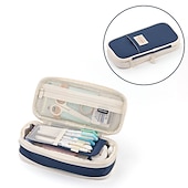 cheap Pencil Cases &amp; Holders-Multifunctional Cosmetic Bag Macaroon Big Capacity Double-layer Canvas Pencil Case Travel Storage Pouch School Supplies, Back to School Gift