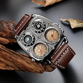 preiswerte Quarz-Uhren-Oulm Herren Quarz Uhr Minimalistisch Retro Vintage Sport Mode Kompass Wasserdicht Thermometer Dekoration Lederuhr