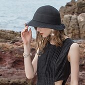 economico Cappelli per feste-cappelli cappello a secchiello in fibra cappello di paglia cappello da sole spiaggia casual elegante protezione solare con copricapo in tulle copricapo