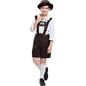 halpa Lapset-Oktoberfest Pusero / hame nahkahousuista Oktoberfest / Olut baijerilainen baijerilainen Wiesn Perinteinen Tyyli Niityt Poikien Perinteinen tyyli kangas Toppi Shortsit Hattu