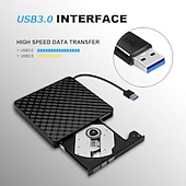 Недорогие Аудио и видео аксессуары-Внешний usb3.0dvd rw записывающий компакт-диск портативный оптический привод записывающее устройство плеер для портативных ПК macbook windows 7/8/10/11/xp/vista/linux os