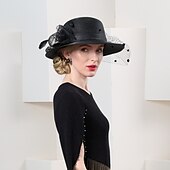 levne Party klobouky-čepice polyesterové vlákno buřinka / cloche klobouk kbelík klobouk slaměný klobouk svatební čajový dýchánek elegantní svatba s peřím krajka boční pokrývka hlavy pokrývka hlavy
