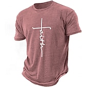  Heren Bijbel Grafisch Geloof T-shirt Versleten T-shirt Korte Mouwen T-shirt 3D Print Round Neck Shirt Vintage Mode Designer Buitenshuis Dagelijks Sport Roze Blauw Leger Groen Lente  Zomer Kleding