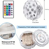 baratos Luzes Subaquáticas-luzes led submersíveis ao ar livre à prova d&#039;água 10 led rgb lâmpada de pesca subaquática luzes de fonte de lagoa controle remoto operado por bateria 16 cores luzes de piscina para vaso aquário tanque de peixes