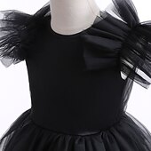 levne Párty šaty-Batole Dívčí Šaty na párty Pevná barva Bez rukávů Krátký rukáv Výkon Síťka Roztomilý Princeznovské Polyester Midi Šaty na párty Léto Jaro 3-7 let Černá Bílá Světlá růžová