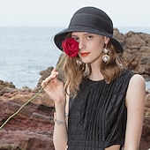 economico Cappelli per feste-cappelli cappello a secchiello in fibra cappello di paglia cappello da sole spiaggia casual elegante protezione solare con copricapo in tulle copricapo