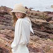 economico Cappelli per feste-cappelli cappello a secchiello in fibra cappello di paglia cappello da sole spiaggia casual elegante protezione solare con copricapo in tulle copricapo