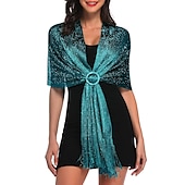 cheap Wedding Guest Wraps-Glamorous Metallic Shawls with Tassel Wedding Guest Wraps and Round Buckle - Perfect for Evening Parties &amp; Weddings dress to impress 2025