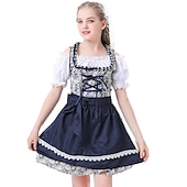 ieftine Dirndl-Halloween Oktoberfest Rochii Dirndl Trachtenkleader bavareză Servitoare Germană Munchen Rochie de costum tradițional Pajiști Pentru femei Fete Pânză în stil tradițional Bluză Rochie Șorț