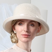economico Cappelli per feste-cappelli in fibra bombetta / cappello a cloche cappello a secchiello cappello floscio protezione solare classica da vacanza con copricapo in tulle copricapo