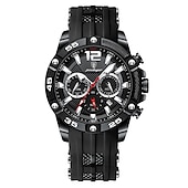 voordelige Quartz-horloges-POEDAGAR Luxe Mannen Polshorloge Sport Chronograaf Silicone Strap Mannen Horloges Waterdicht Luminieuze Datum Heren Quartz Horloge