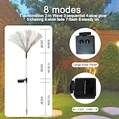 abordables Luces de camino y linternas-Luces solares de fuegos artificiales: luces de hadas para jardín y caminos al aire libre de 120 LED, 2 modos de iluminación para patios y caminos de entrada