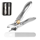 cheap Personal Care &amp; Health-Nail Clipper, Super Sharp Molybdenum Vanadium Steel Nail Clippers for Thick Nails, Wide Jaw Opening No Splash Fingernail Cutters Long Handle with Catcher File (Flat)