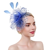 preiswerte Faszinator-Fascinators Kentucky Derby Hut Kopfbedeckung Organza Fedora Hut Urlaub Cocktail Retro elegant mit Feder Minispot Kopfbedeckung Kopfbedeckung