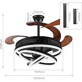 Недорогие Потолочные светильники с вентилятором-42-дюймовые выдвижные потолочные вентиляторы с подсветкой и пультом дистанционного управления, современный светодиодный полуутопленный вентилятор, выдвижной геометрический потолочный вентилятор, 3 цвета, 6 скоростей, интеллектуальный подвесной светильник