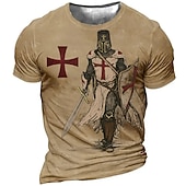tanie Koszulki z wiarą-Męskie Dla obu płci Krzyż templariuszy Wzory graficzne Soldier Podkoszulek przetarta koszulka Krótki rękaw Podkoszulek Druk 3D Półgolf Koszula Sport Designerskie Codzienny Na zewnątrz Ulica Codzienny