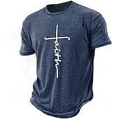  Heren Bijbel Grafisch Geloof T-shirt Versleten T-shirt Korte Mouwen T-shirt 3D Print Round Neck Shirt Vintage Mode Designer Buitenshuis Dagelijks Sport Roze Blauw Leger Groen Lente  Zomer Kleding