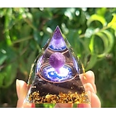 cheap Outdoor Decoration-Orgone Pyramid For Positive Energy And Amethyst Crystal Ball, With Protection From Crystals Energy Generator For Stress Reduce Healing Meditation And Wealth Attraction For Home Decoration