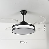 baratos Candeeiros Ventoinhas de Teto-Ventilador de teto com luzes 147&quot; led regulável 3 cores 6 velocidades cronometrando lâminas reversíveis com controle remoto, lustre de ventilador doméstico, ventilador de teto de montagem embutida de