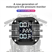abordables Accesorios para motos y ATV-Sistema de alarma de monitoreo de temperatura de neumáticos de presión de neumáticos de motor tpms de motocicleta con 2 sensores externos
