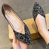 cheap Women&#039;s Flats-Women&#039;s Pointed Toe Rhinestone Flats – Elegant Glitter Slip-On Shoes for Wedding, Party, and Evening Wear