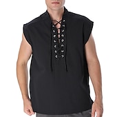 halpa Topit-Retro / vintage Keskiaika Renessanssi Liivi T-paita Merirosvo Viikinki Naamiaispuku Miesten Merirosvo Halloween Karnevaali Naamiaiset LARP Aikuisten Pusero Kevät kesä