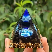 cheap Outdoor Decoration-Orgone Pyramid For Positive Energy And Amethyst Crystal Ball, With Protection From Crystals Energy Generator For Stress Reduce Healing Meditation And Wealth Attraction For Home Decoration