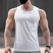 abordables Camisetas sin mangas de gimnasio-Hombre Camiseta sin mangas Top Camisetas Interiores Camisa sin mangas Sin Mangas Cuello Barco Verano Plano Moda Deportes Músculo Exterior Noche Gimnasia Blanco Rosa Azul Real Camiseta superior para